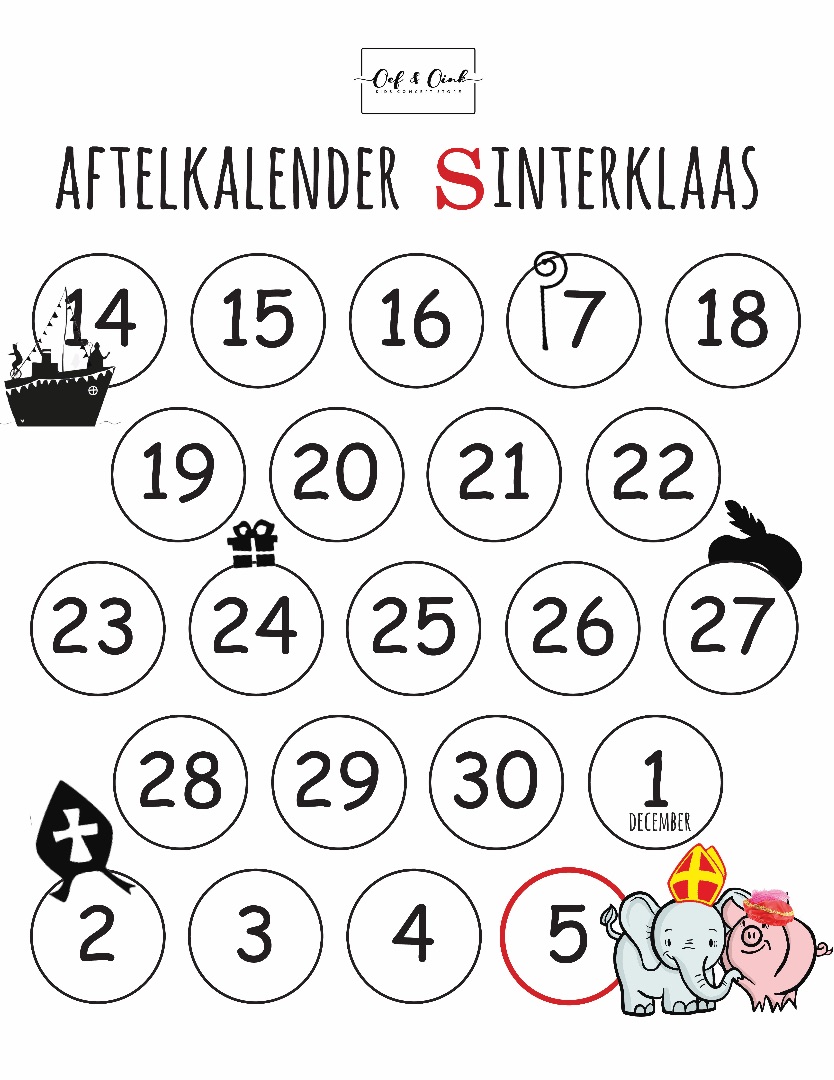 Aftelkalender Sinterklaas gratis